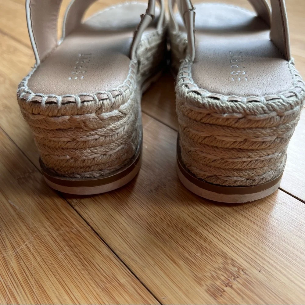 Esprit Katalina Beige Double Strap Espadrille Wedge Platform Shoe Sole Size 9